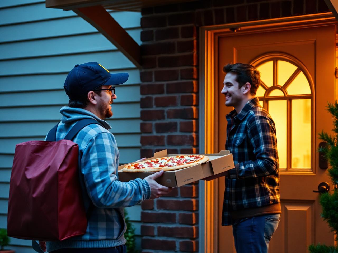 Entrega da pizza Tre Amici na porta de casa